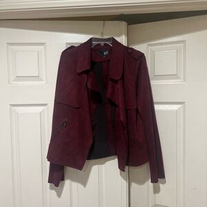 Kut  Burgundy Faux Suede‎ Open Motor Jacket Fall Blazer Streetwear Biker Sz L